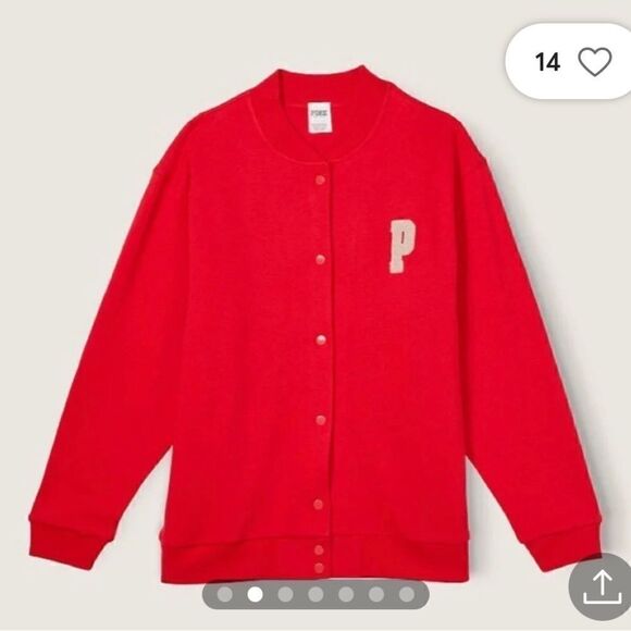 VS PINK plus size XXL men/womens VARSITY logo JACKET RED - Picture 5 of 6